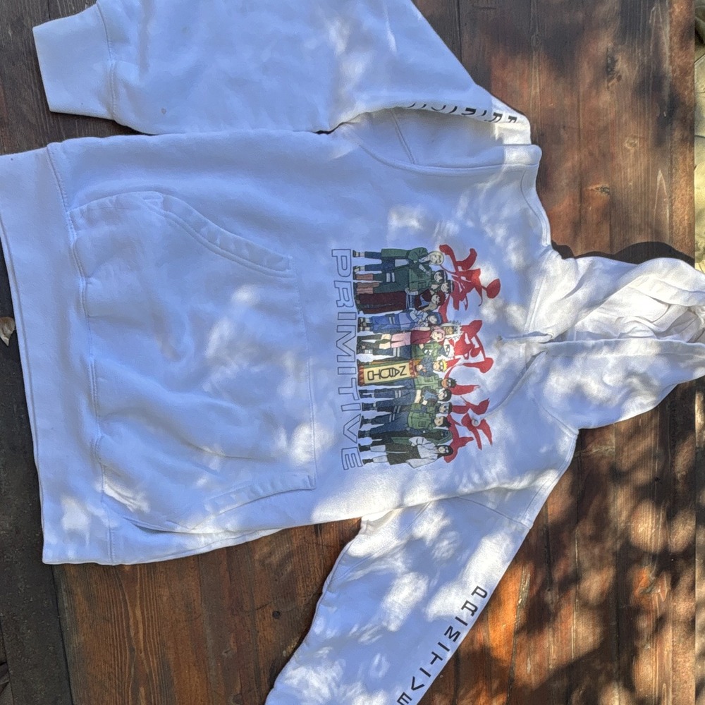 Primitive x Naruto Shippuden Leaf Village Hoodie White Mens Size S